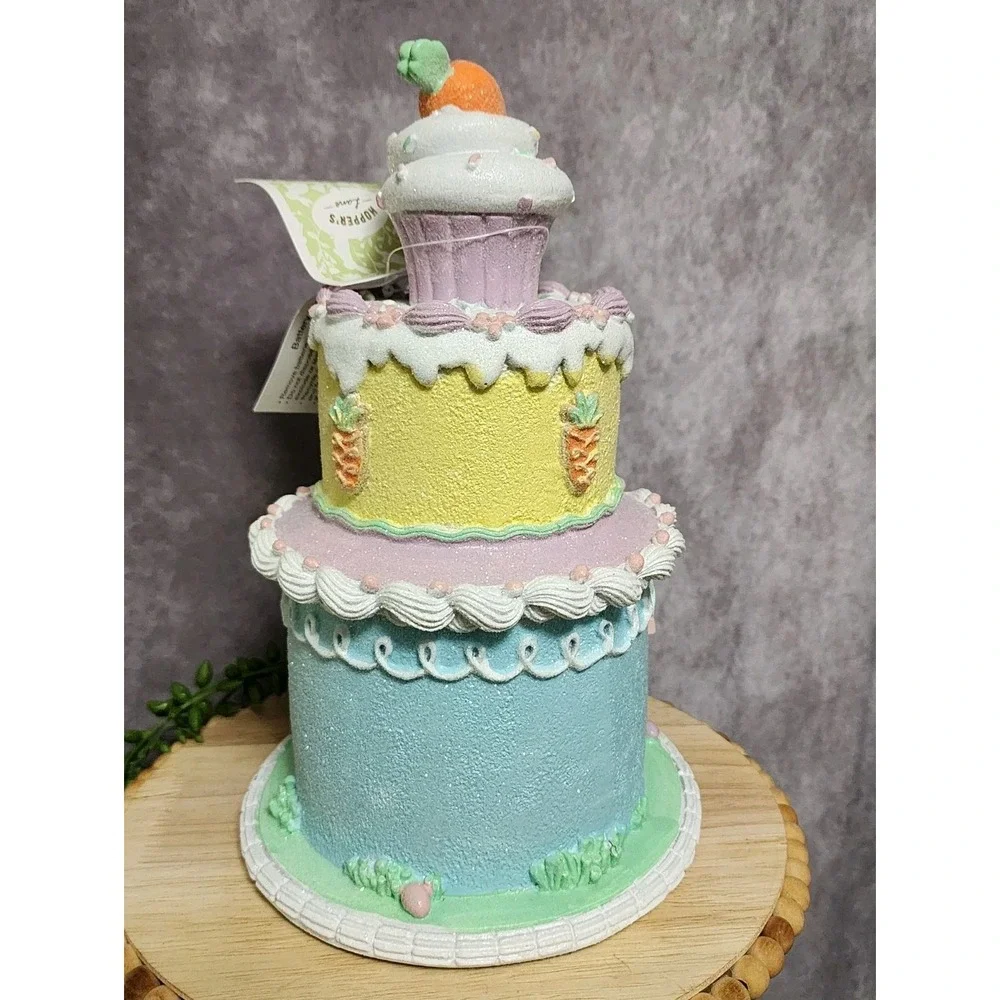 Easter Cake Cupcake Gingerbread House Bunny Carrot LIGHT UP Tabletop Decor 10.5